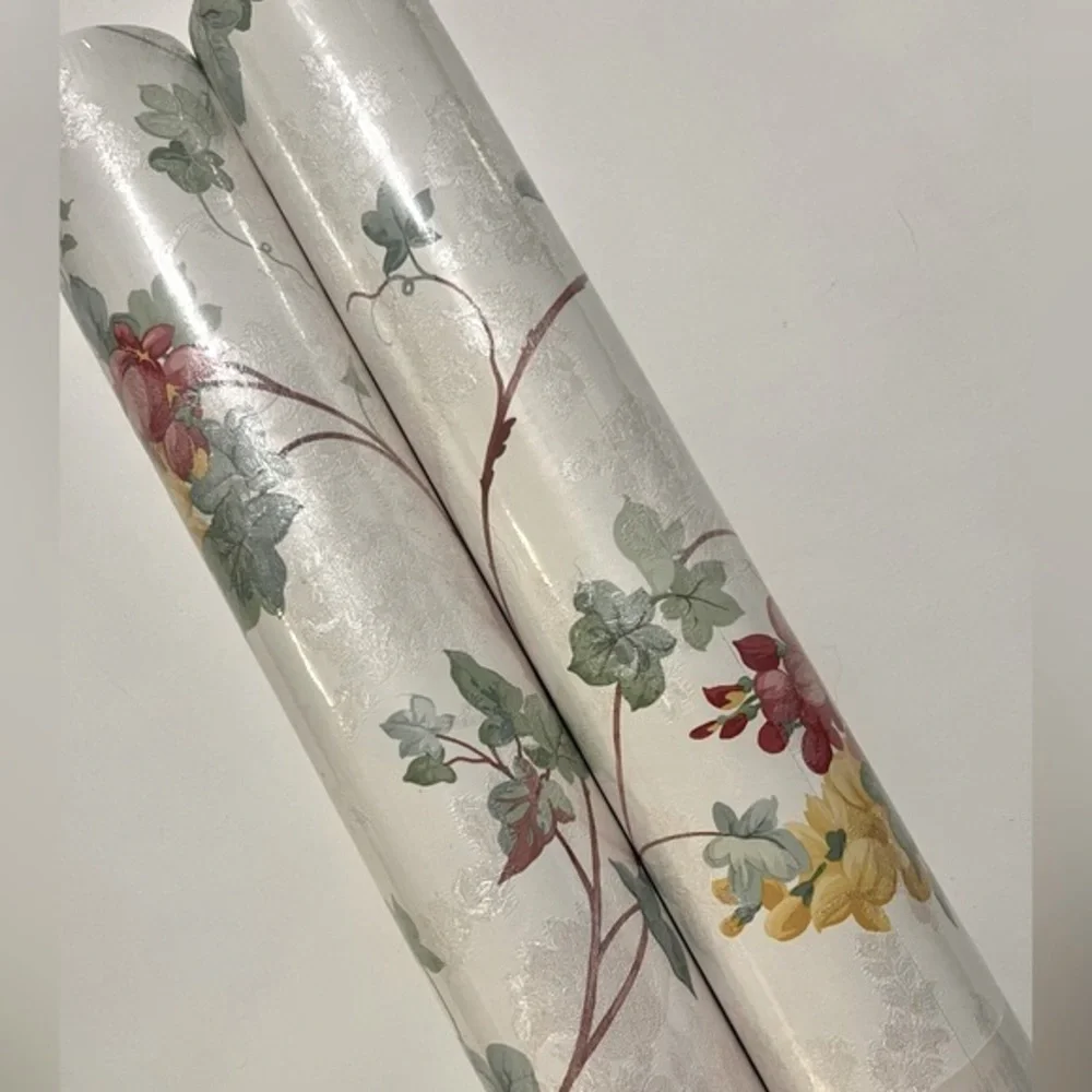 New Village Floral Texture Prepaste/Wash/Peel Vinyl Double Rolls Wallpaper Set